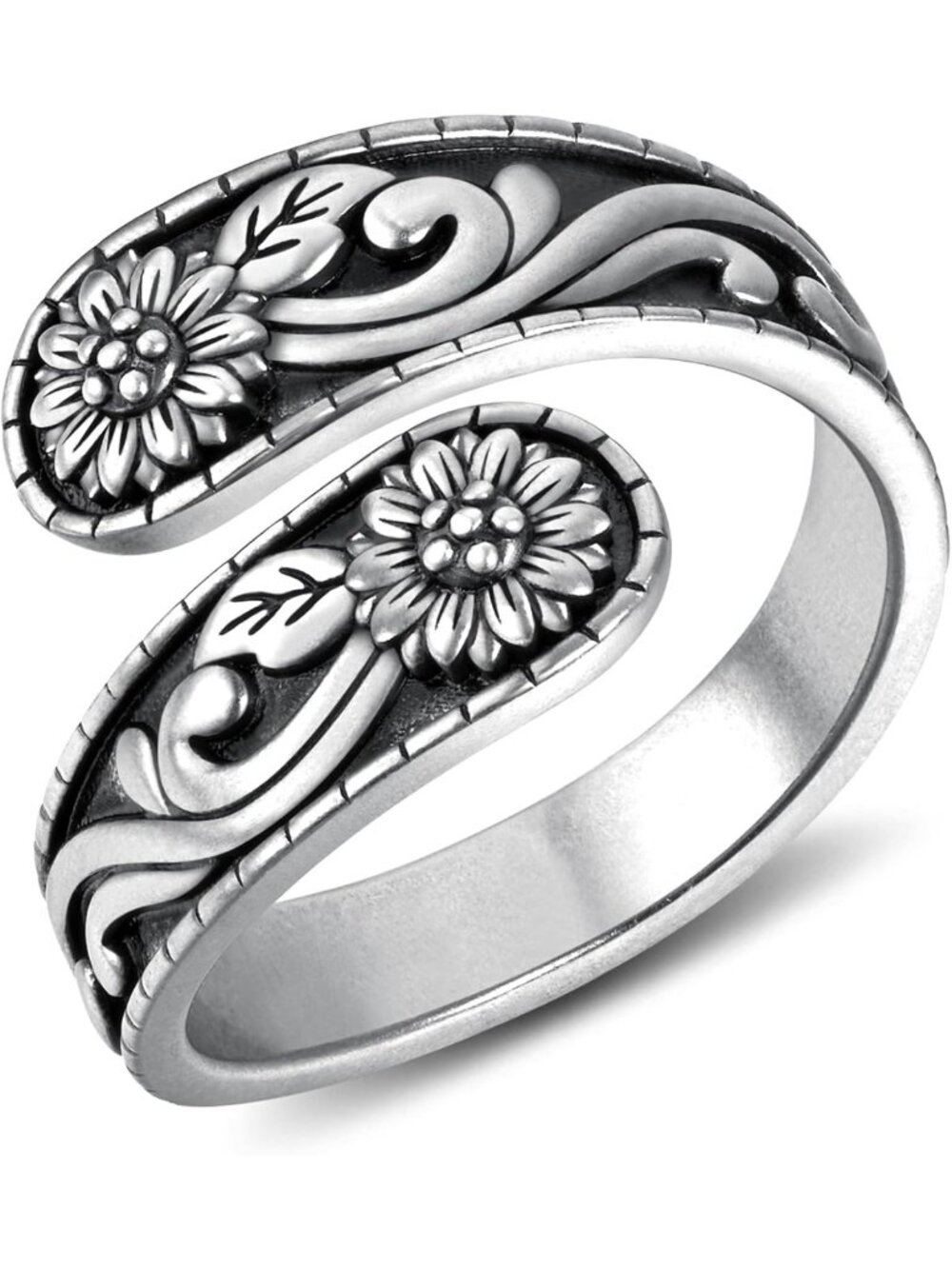Vintage 18K Sterling Silver Spoon Ring | Western Boho Adjustable Jewelry